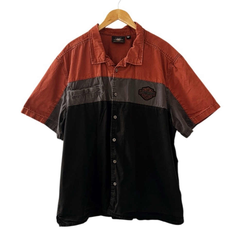 Harley-Davidson Men's Copperblock colorblock button shirt,short sleeves Size 3XL